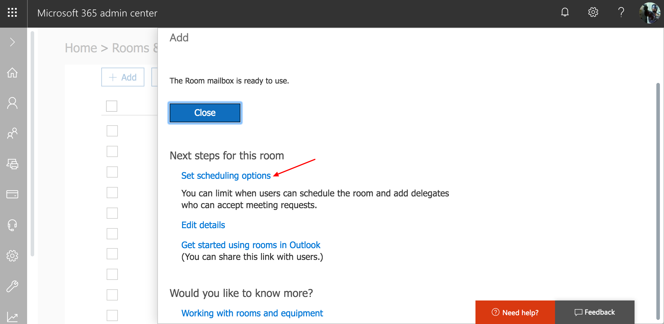 microsoft outlook for mac create room account